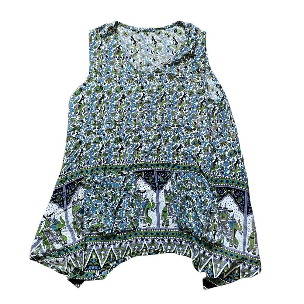 Multicolor Floral Hippie Tank Top: 90s, Y2K, Modern